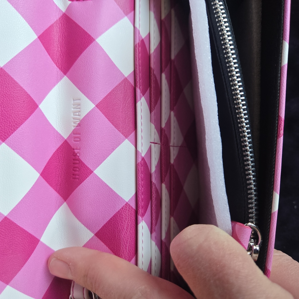 House of Want Fuchsia Gingham Wallet Crossbody Vegan NWT - Picture 11 of 11